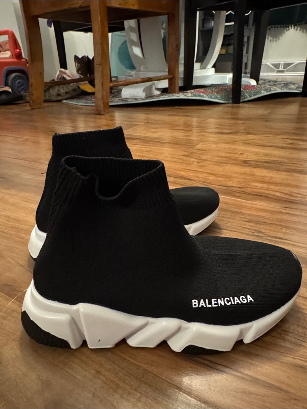 Balenciaga Kids Black and White Knit Sock Sneakers